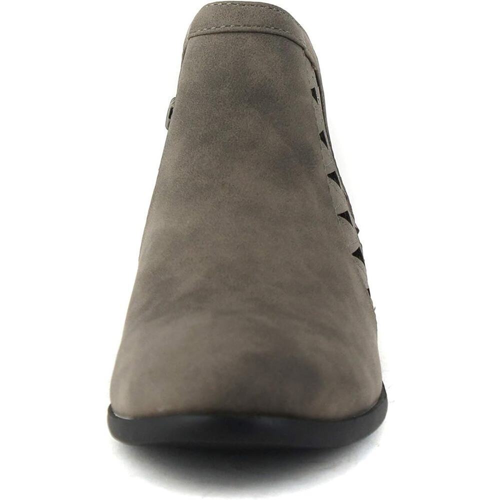 Soda Ankle Boots Women's Perforated Cut Out Stacked Block Heel Gray SZ 7.5 - Picture 2 of 6